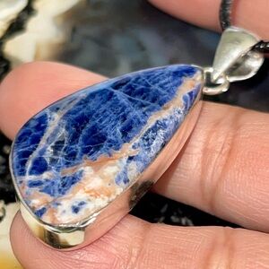 Emotional Anchor Stone Navy Sodalite Pendant 2”